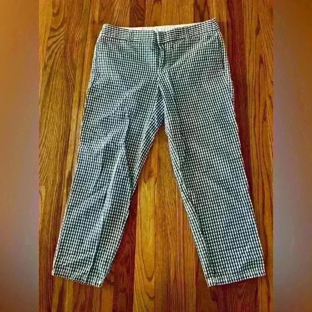 J.CREW - BLUE/White Gingham Pants. City Fit. Size 4